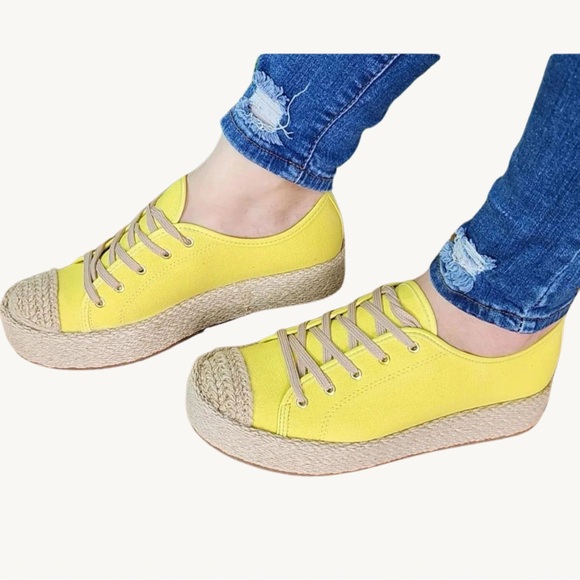 Beira Rio Casual Sneaker Espadrille Wedge Yellow - Picture 3 of 3